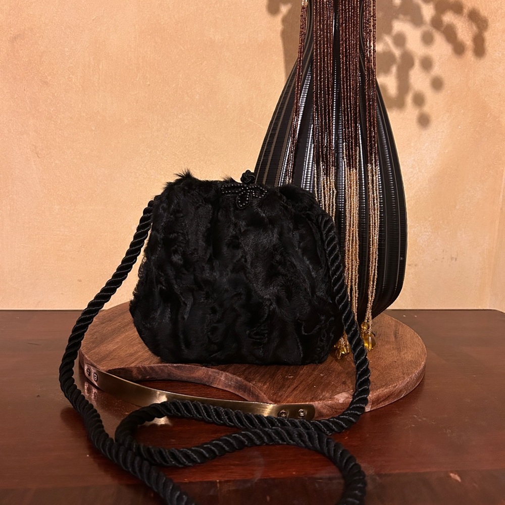 Elegant Black Faux Fur Women's Bag